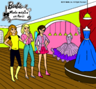 Dibujo Barbie mirando vestidos pintado por dennis