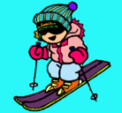 Dibujo Niño esquiando pintado por skiando