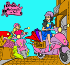 Dibujo Barbie y su amiga en moto pintado por linasofia