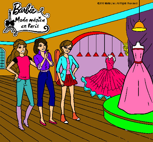 Barbie mirando vestidos