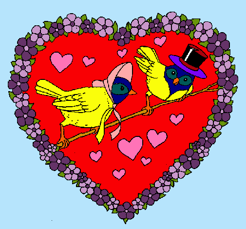 Dibujo Corazón con pájaros pintado por allsodk