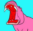 Dibujo Hipopótamo con la boca abierta pintado por javierita