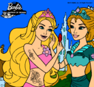 Dibujo Barbie se despiede de la reina sirena pintado por yesel