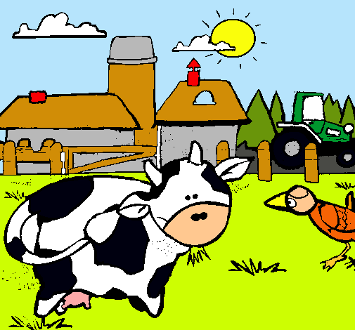 Vaca en la granja