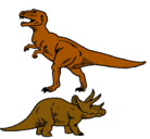 Dibujo Triceratops y tiranosaurios rex pintado por ben100000