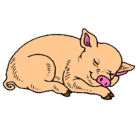 Dibujo Cerdo durmiendo pintado por lisa
