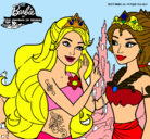 Dibujo Barbie se despiede de la reina sirena pintado por tiernita