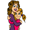Dibujo Madre e hija abrazadas pintado por nayarytas
