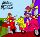 Dibujo Barbie y su amiga en moto pintado por amalia