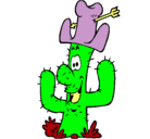 Dibujo Cactus con sombrero pintado por dennya