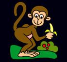 Dibujo Mono pintado por mono