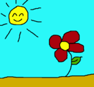 Dibujo Sol y flor 2 pintado por perros