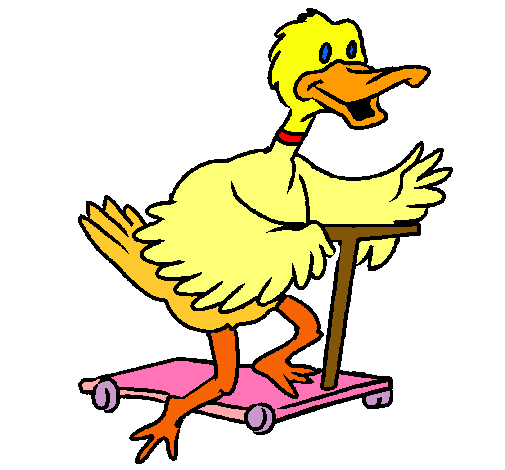 Pato en patinete