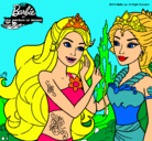 Dibujo Barbie se despiede de la reina sirena pintado por qwertyu