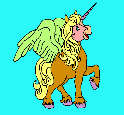 Dibujo Unicornio con alas pintado por Erikka