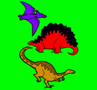Dibujo Tres clases de dinosaurios pintado por shadia