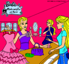Dibujo Barbie en una tienda de ropa pintado por yanet