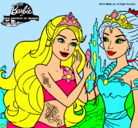 Dibujo Barbie se despiede de la reina sirena pintado por junia