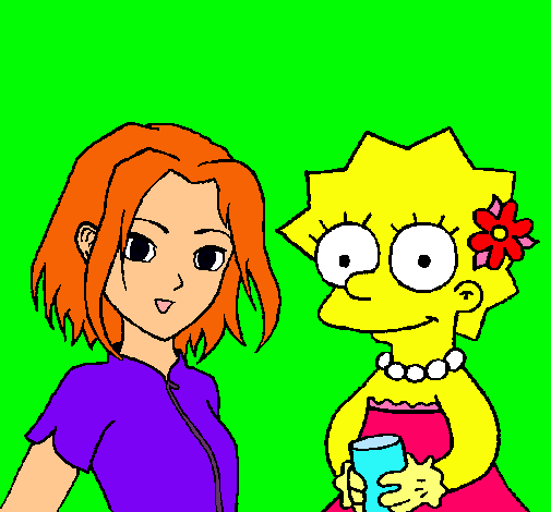 Dibujo Sakura y Lisa pintado por anny1998