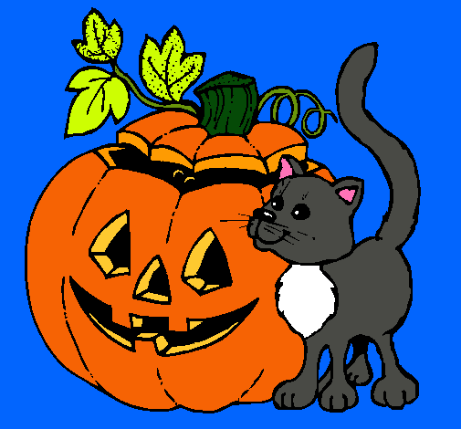 Calabaza y gato