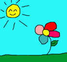 Dibujo Sol y flor 2 pintado por Aneii12