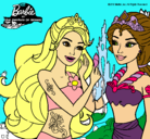 Dibujo Barbie se despiede de la reina sirena pintado por dfrrfg 