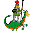 Dibujo Caballero San Jorge y el dragon pintado por amarocepeda