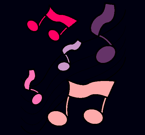 Dibujo Notas en la escala musical pintado por mariaojosverdes