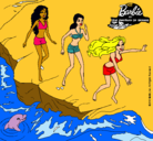 Dibujo Barbie y sus amigas en la playa pintado por yirian