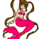 Dibujo Sirena con perlas pintado por MANI