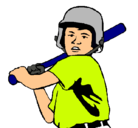 Dibujo Niño bateador pintado por beisbol