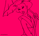 Dibujo Geisha con paraguas pintado por SOLIA