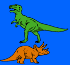 Dibujo Triceratops y tiranosaurios rex pintado por triseractos