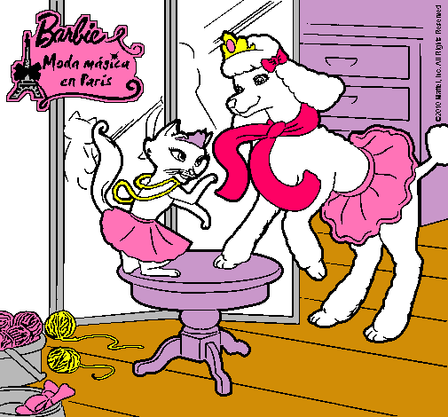 Las mascotas de Barbie jugando