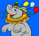 Dibujo Elefante con 3 globos pintado por yeferson