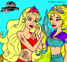 Dibujo Barbie se despiede de la reina sirena pintado por silvia-moragues