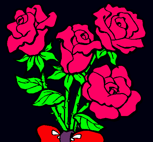 Dibujo Ramo de rosas pintado por lareina132