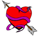 Dibujo Corazón con flecha pintado por facil