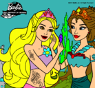 Dibujo Barbie se despiede de la reina sirena pintado por adrianita