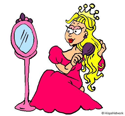 Dibujo Princesa y espejo pintado por lareina132