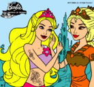 Dibujo Barbie se despiede de la reina sirena pintado por hydsoufysufiysf