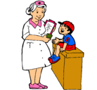 Dibujo Enfermera y niño pintado por ireee