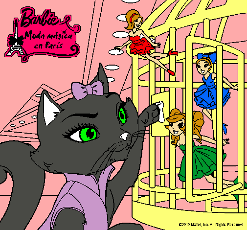 Dibujo La gata de Barbie descubre a las hadas pintado por princess91