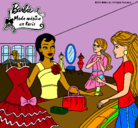 Dibujo Barbie en una tienda de ropa pintado por miriam1