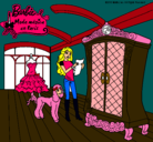 Dibujo Barbie delante del armario pintado por tiernita