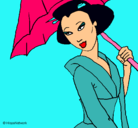 Dibujo Geisha con paraguas pintado por alexxis