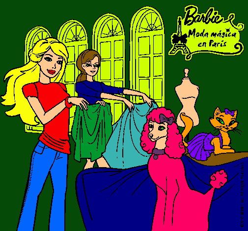 Barbie y su amiga mirando ropa