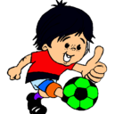 Dibujo Chico jugando a fútbol pintado por colom