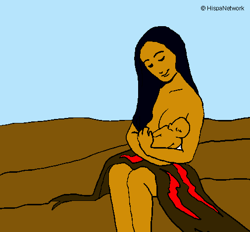 Dibujo Madre con su bebe pintado por avaeac