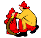 Dibujo Bombero en la boca de incendios pintado por veracrus